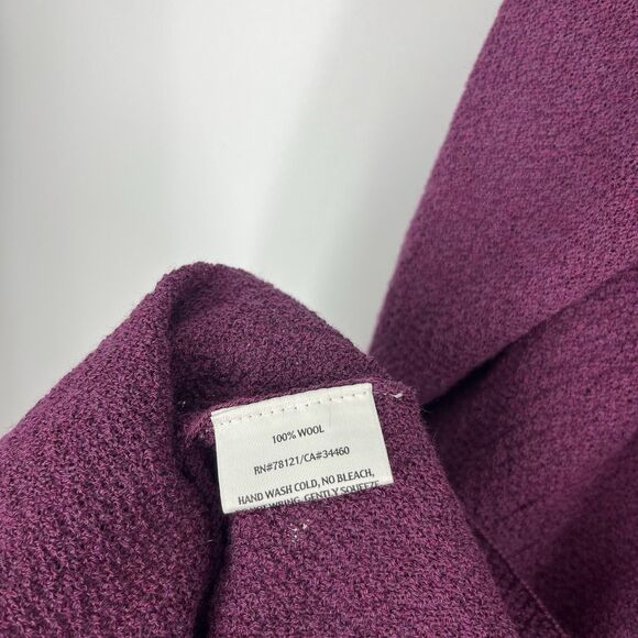Eileen Fisher Sweater Size Large Petite Berry Open Front Sheer Wool Cardigan - Picture 7 of 8